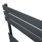 Anthracite grey flat panel towel radiator with sleek horizontal bars, designed for modern bathrooms, measuring 1200mm x 450mm