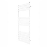 Sleek white flat panel towel radiator, 1200mm x 450mm, featuring horizontal slats for efficient drying and modern design
