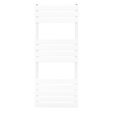 Sleek white flat panel towel radiator, 1200mm x 450mm, featuring smooth lines and a modern design, ideal for stylish bathrooms