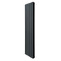 Slim anthracite grey aluminium radiator, 1800mm x 395mm, featuring vertical panels with a smooth, modern finish and sleek design