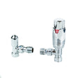 Sleek chrome thermostatic radiator valves featuring a polished finish, adjustable settings, and durable metal construction for efficient heating control