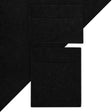 Black carpet lining and storage pouches with a soft, textured surface, designed for van organization and stylish storage solutions