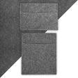 Smoke grey van carpet lining and storage pouches featuring a soft, textured finish, designed for organized vehicle interiors