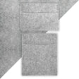 Silver grey van carpet lining with two storage pouches, featuring a soft felt texture and rectangular shape for organized storage