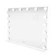 LED Bluetooth mirror measuring 80 x 60cm, featuring a sleek white frame and illuminated with 12 round bulbs for bright lighting