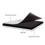 Motorhome screen cover featuring layered aluminum film, soft sponge material, and a sleek black and white design for insulation