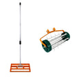 50cm lawn leveller and aerator featuring a sturdy orange frame, silver handle, and green aerating roller with sharp spikes