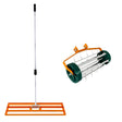 100cm lawn leveller and aerator with a sturdy orange frame, metal spikes, and a long handle for easy lawn maintenance