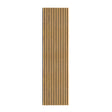 Acoustic slat wall panel in oak, featuring a series of vertical slats with a warm wood finish and smooth texture for sound absorption