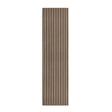 Light walnut acoustic slat wall panel featuring a textured surface with vertical grooves, ideal for sound absorption and aesthetic appeal