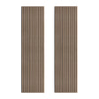Light walnut acoustic slat wall panels with a smooth finish, featuring vertical grooves for sound absorption and modern decor enhancement