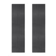 Two acoustic slat wall panels in anthracite grey, featuring vertical grooves for sound absorption and a sleek modern design