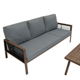 Aluminium 4 Piece Sofa Set - Wood Effect