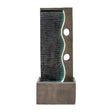 Sleek electric water feature with a textured dark gray finish, featuring cascading water and soft LED lighting for a calming ambiance