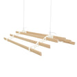 Ceiling-mounted clothing airer in ivory with four wooden drying rods, featuring a sleek, minimalist design and durable pulleys