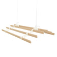 Ivory ceiling pulley clothing airer with four wooden drying rods, featuring a sleek design and sturdy rope for easy use