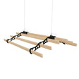 Ceiling pulley clothing airer in black with three wooden drying rods, designed for efficient space-saving laundry drying