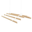 Ceiling-mounted clothing airer with white pulleys and natural wood drying rods, ideal for space-saving laundry solutions