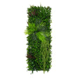 Lush green Alina artificial wall tile featuring various textured leaves and plants, perfect for enhancing indoor spaces