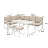 Aluminium Corner Sofa Set - White