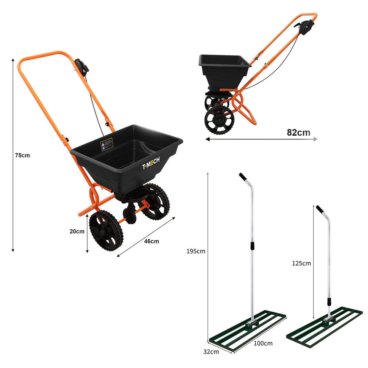 Rotary Spreader & 100cm Lawn Leveller - Green