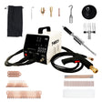 Powerful dent puller machine with various attachments, including hooks, nozzles, and a carrying bag, designed for efficient auto body repairs