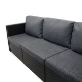 Rattan Modular 7 Piece Furniture Set - Black