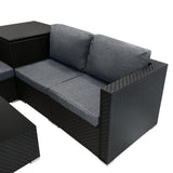 Rattan Modular 6 Piece Furniture Set – Black