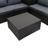 Rattan Modular 6 Piece Furniture Set – Black
