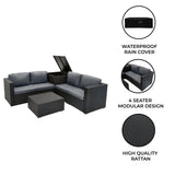 Rattan Modular 6 Piece Furniture Set – Black