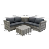 Rattan Modular 6 Piece Furniture Set – Grey