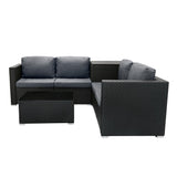 Rattan Modular 6 Piece Furniture Set & 996L Storage Box – Black