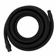 Flexible 5m black vacuum hose with ribbed texture, featuring connectors at both ends for easy attachment to vacuum cleaners