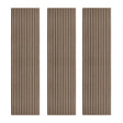 Three acoustic slat wall panels in light walnut, featuring vertical grooves for sound absorption and a sleek, modern design