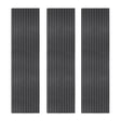 Three anthracite grey acoustic slat wall panels with vertical grooves, designed to enhance sound quality and aesthetics in any space