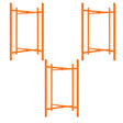 Three 750mm high mortar board stands in bright orange, featuring a sturdy metal frame with cross supports for stability