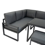 Aluminium Corner Sofa Set With Black Rattan Storage Box - Anthracite Grey