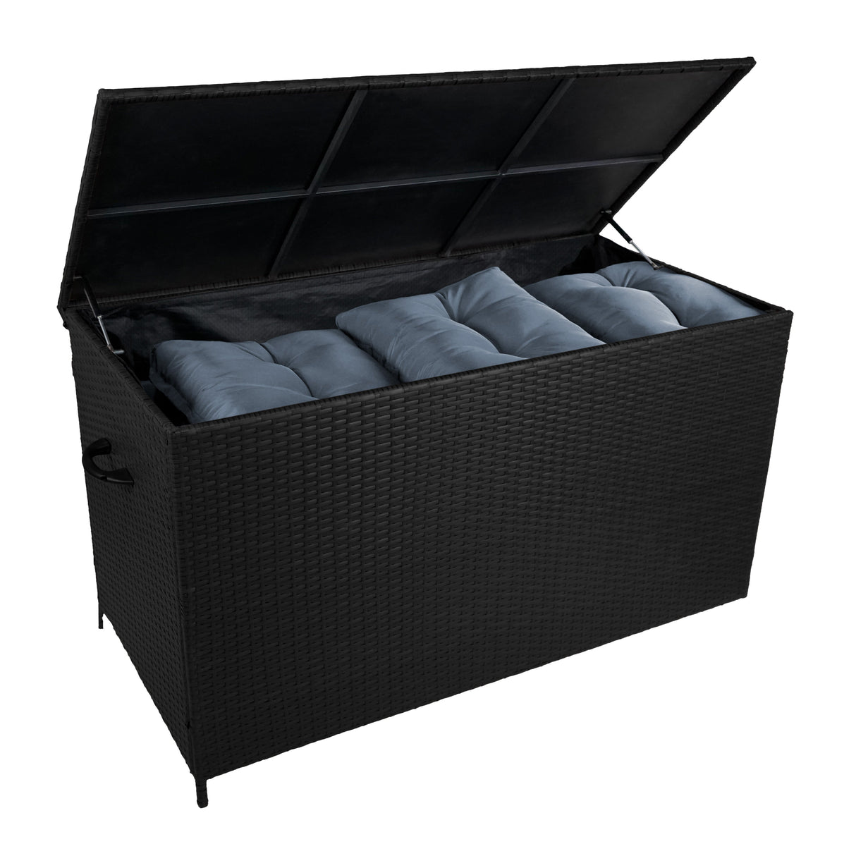 Aluminium 4 Piece Sofa Set with Black Rattan Storage Box - Anthracite Grey