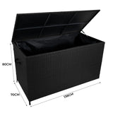 Aluminium 4 Piece Sofa Set with Black Rattan Storage Box - Anthracite Grey
