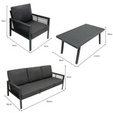 Anthracite 4 Piece Sofa Set With Black Parasol & Base