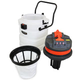 Gutter vacuum poles and a 90L wet and dry vacuum with a sturdy handle, orange accents, and a detachable filter bag for efficient cleaning