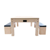 7-In-1 Games Table & Storage Benches x 2 - Oak