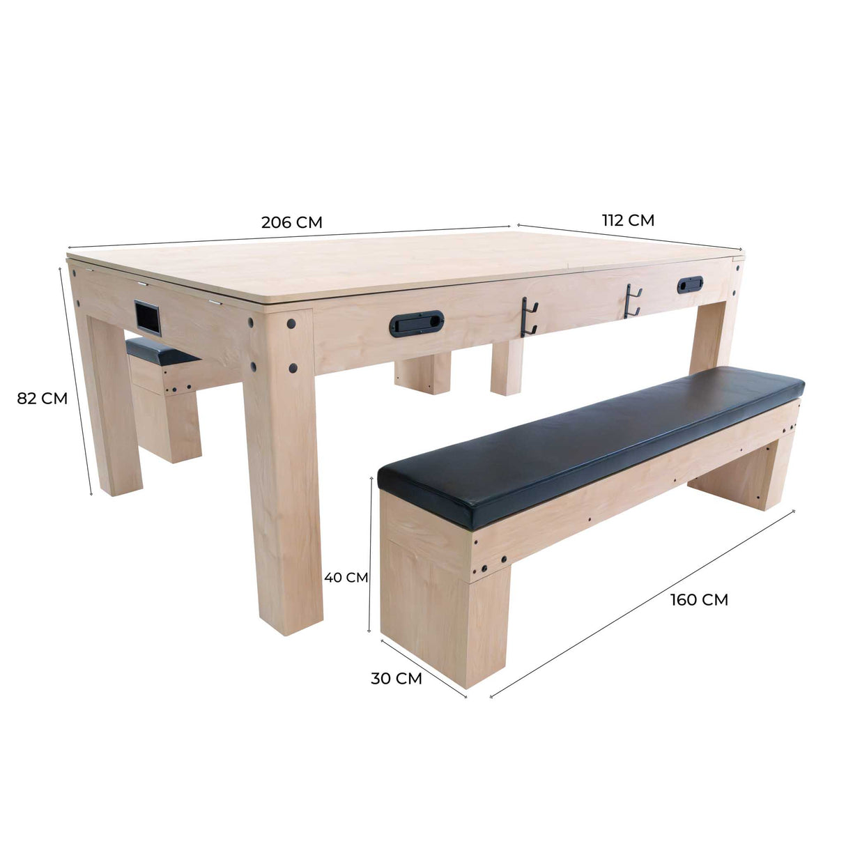 7-In-1 Games Table & Storage Benches x 2 - Oak