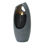 Sleek gray electric water feature with a modern design, featuring a soft glow and textured interior for a calming ambiance