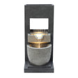 Elegant electric water feature with cascading water, featuring a sleek black stone design and smooth, rounded textures