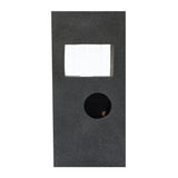Sleek black electric water feature with a rectangular window and circular opening, designed for tranquil cascading water flow
