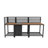 Aluminium & Wood Outdoor 3pc Kitchen Set