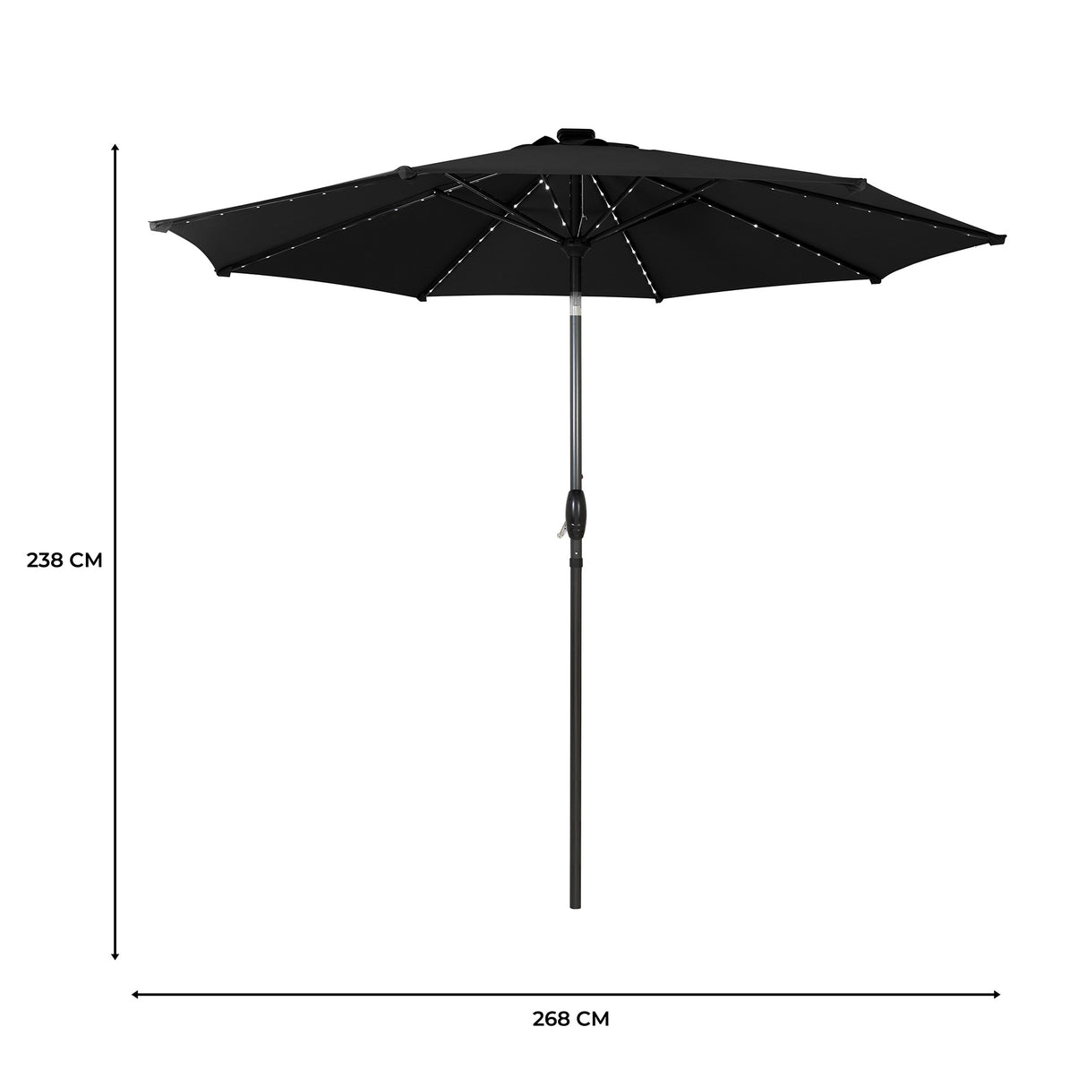LED Tilt Parasol 2.7m – Black
