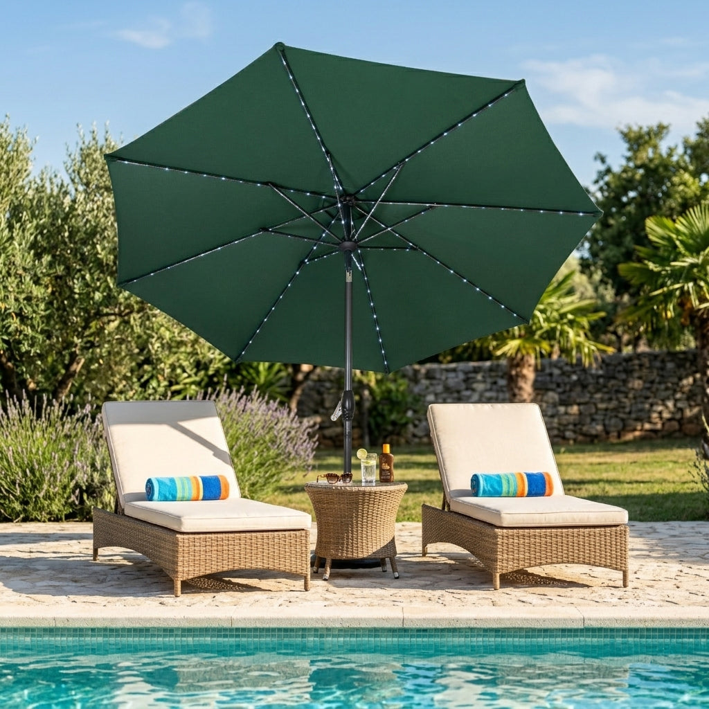 LED Tilt Parasol 2.7m – Green