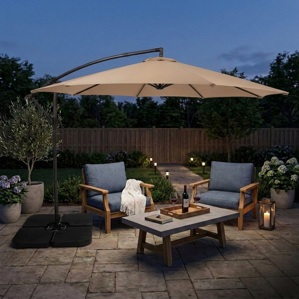 Cantilever Parasol 3m With Square Base – Beige